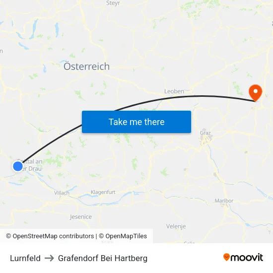 Lurnfeld to Grafendorf Bei Hartberg map
