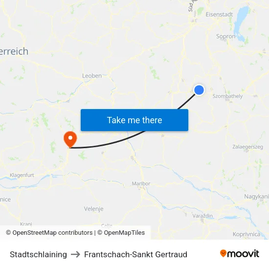 Stadtschlaining to Frantschach-Sankt Gertraud map