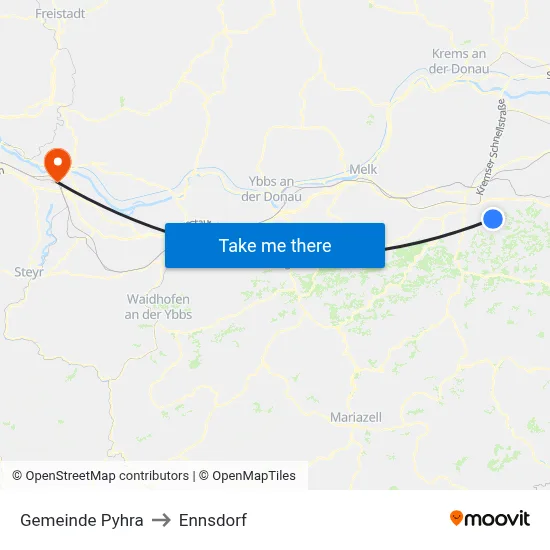 Gemeinde Pyhra to Ennsdorf map