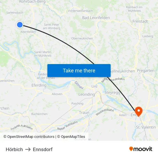 Hörbich to Ennsdorf map