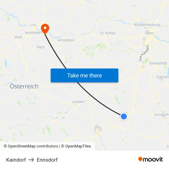 Kaindorf to Ennsdorf map