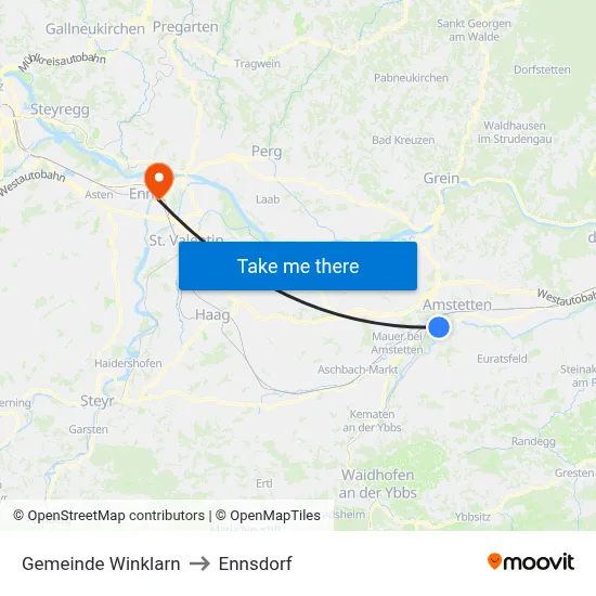 Gemeinde Winklarn to Ennsdorf map