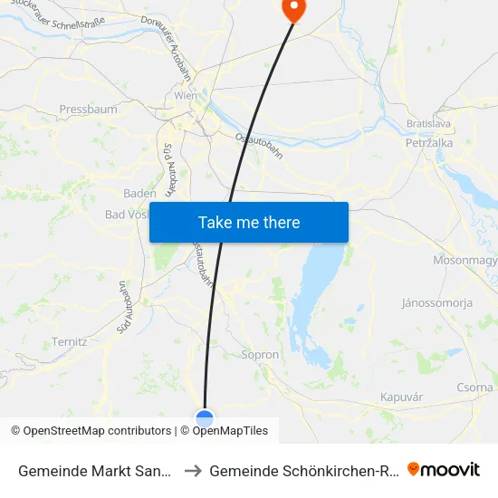 Gemeinde Markt Sankt Martin to Gemeinde Schönkirchen-Reyersdorf map