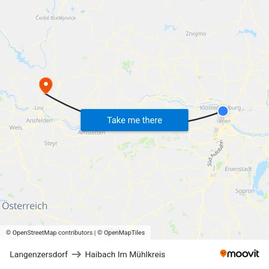 Langenzersdorf to Haibach Im Mühlkreis map