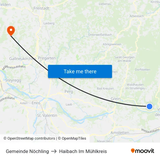 Gemeinde Nöchling to Haibach Im Mühlkreis map