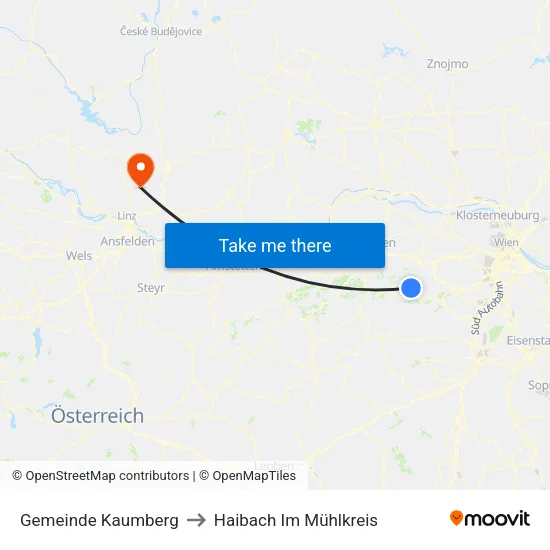 Gemeinde Kaumberg to Haibach Im Mühlkreis map