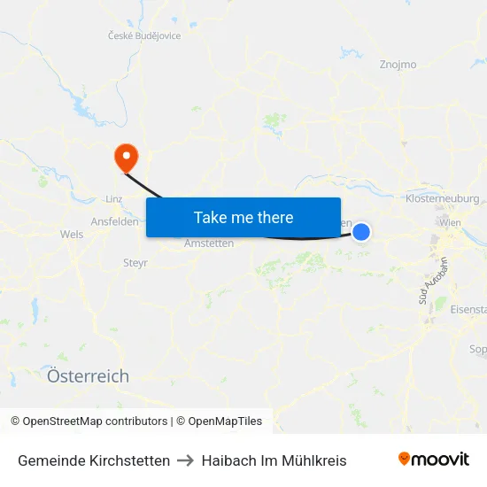 Gemeinde Kirchstetten to Haibach Im Mühlkreis map