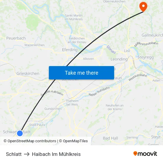 Schlatt to Haibach Im Mühlkreis map
