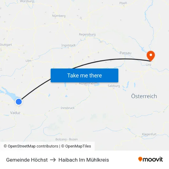 Gemeinde Höchst to Haibach Im Mühlkreis map