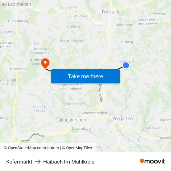 Kefermarkt to Haibach Im Mühlkreis map