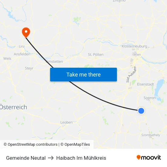 Gemeinde Neutal to Haibach Im Mühlkreis map
