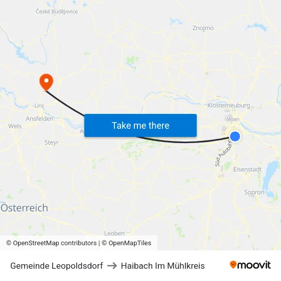 Gemeinde Leopoldsdorf to Haibach Im Mühlkreis map