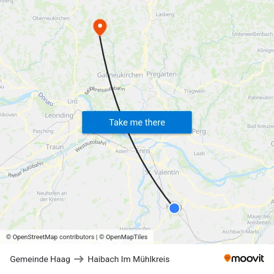 Gemeinde Haag to Haibach Im Mühlkreis map