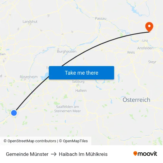Gemeinde Münster to Haibach Im Mühlkreis map