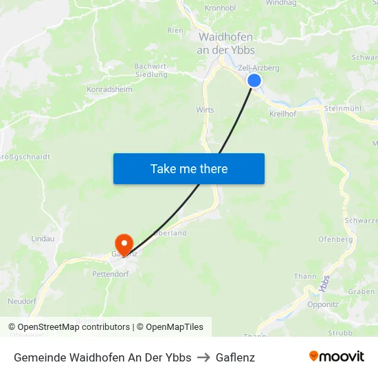 Gemeinde Waidhofen An Der Ybbs to Gaflenz map