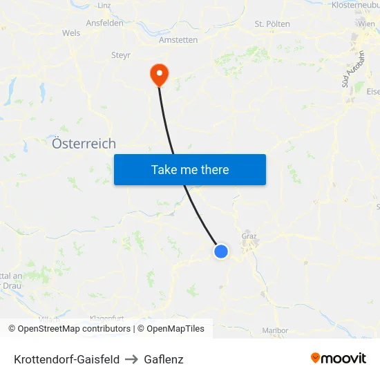 Krottendorf-Gaisfeld to Gaflenz map