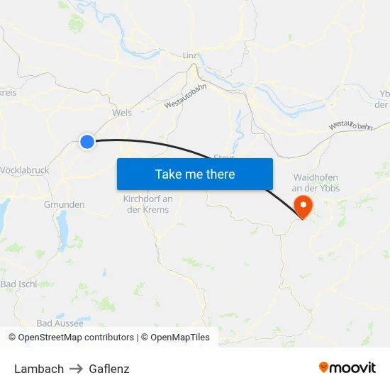 Lambach to Gaflenz map