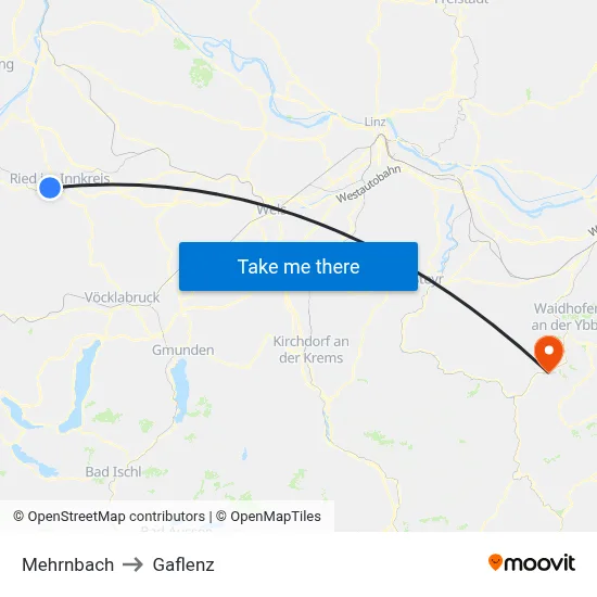 Mehrnbach to Gaflenz map