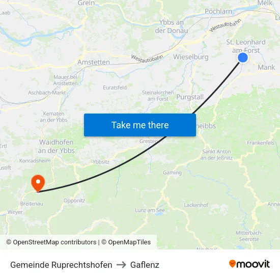 Gemeinde Ruprechtshofen to Gaflenz map