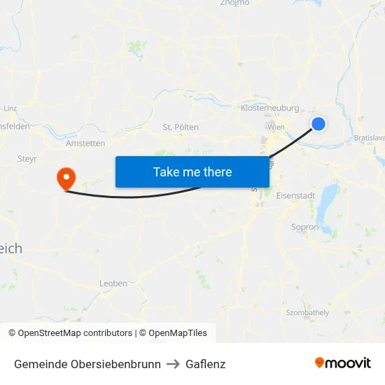 Gemeinde Obersiebenbrunn to Gaflenz map