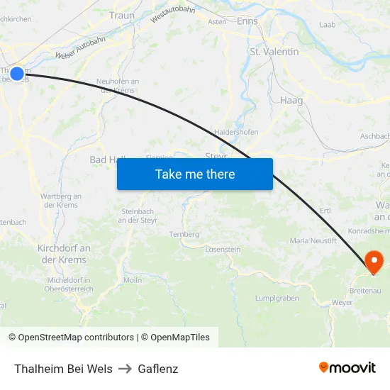 Thalheim Bei Wels to Gaflenz map