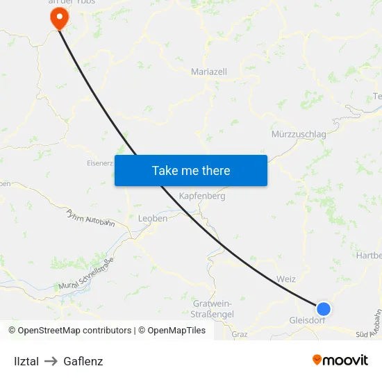 Ilztal to Gaflenz map