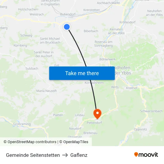 Gemeinde Seitenstetten to Gaflenz map