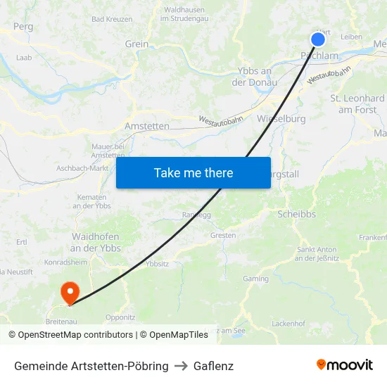 Gemeinde Artstetten-Pöbring to Gaflenz map