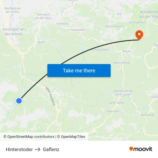 Hinterstoder to Gaflenz map