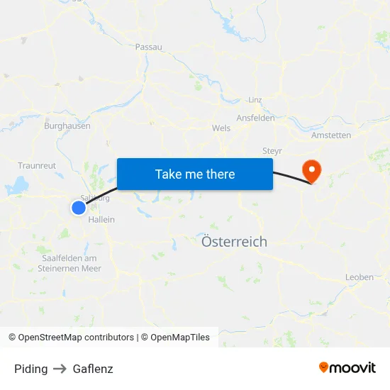 Piding to Gaflenz map