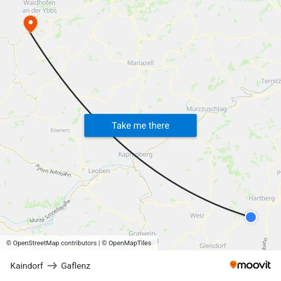 Kaindorf to Gaflenz map