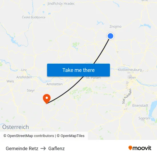 Gemeinde Retz to Gaflenz map