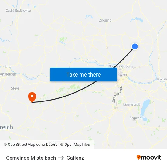 Gemeinde Mistelbach to Gaflenz map