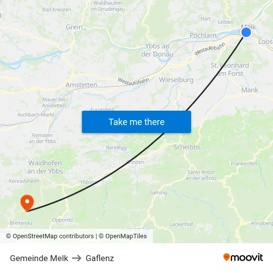 Gemeinde Melk to Gaflenz map