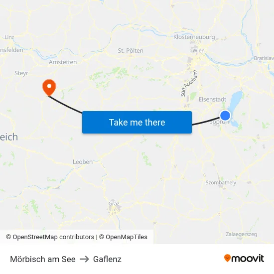 Mörbisch am See to Gaflenz map