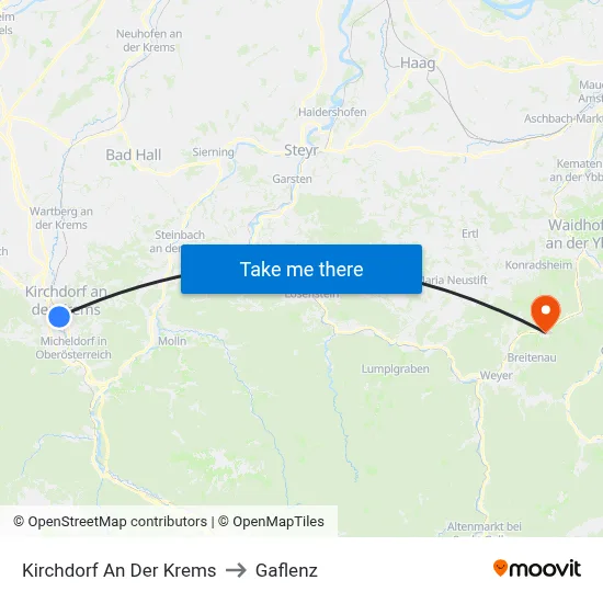 Kirchdorf An Der Krems to Gaflenz map