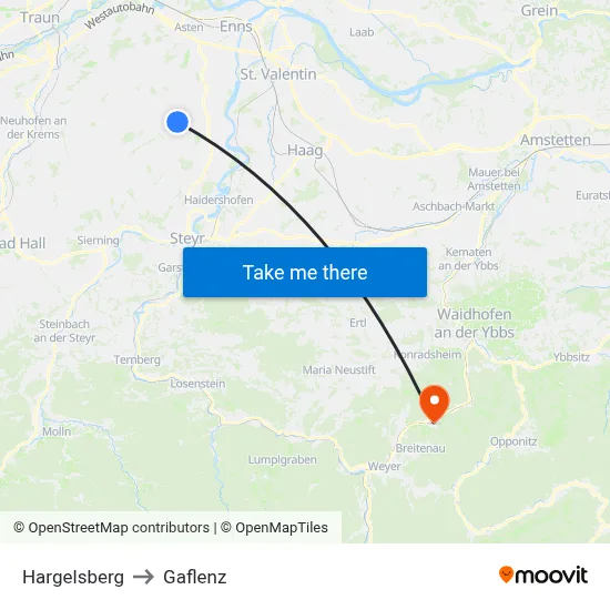 Hargelsberg to Gaflenz map