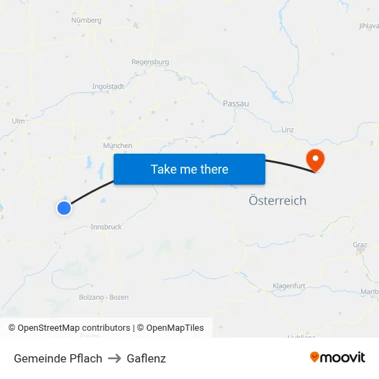 Gemeinde Pflach to Gaflenz map