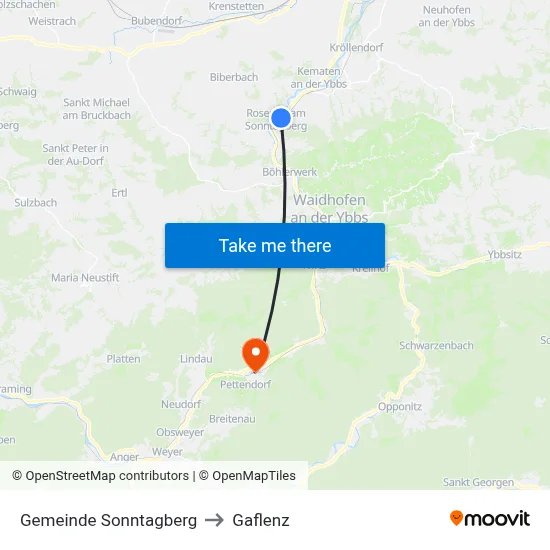 Gemeinde Sonntagberg to Gaflenz map