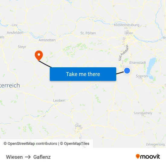 Wiesen to Gaflenz map