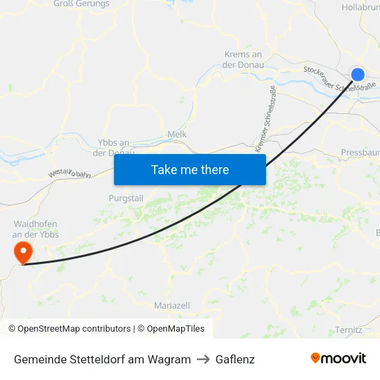 Gemeinde Stetteldorf am Wagram to Gaflenz map
