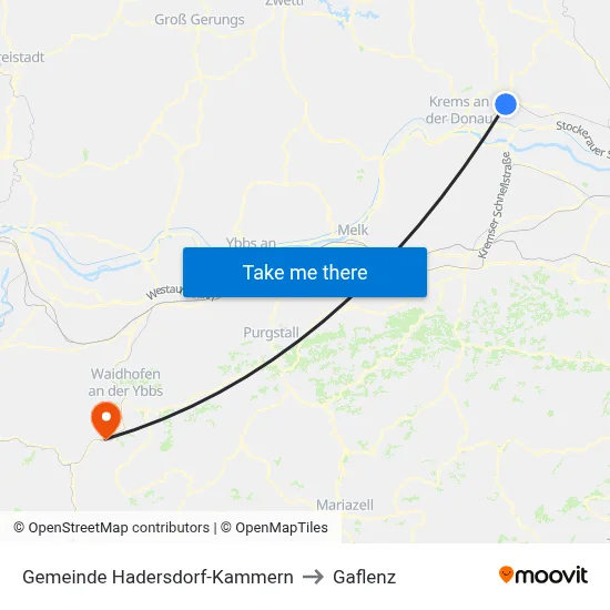 Gemeinde Hadersdorf-Kammern to Gaflenz map