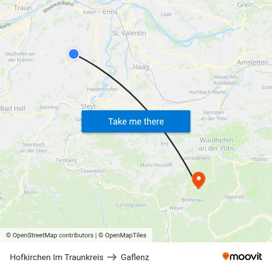 Hofkirchen Im Traunkreis to Gaflenz map