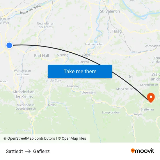 Sattledt to Gaflenz map