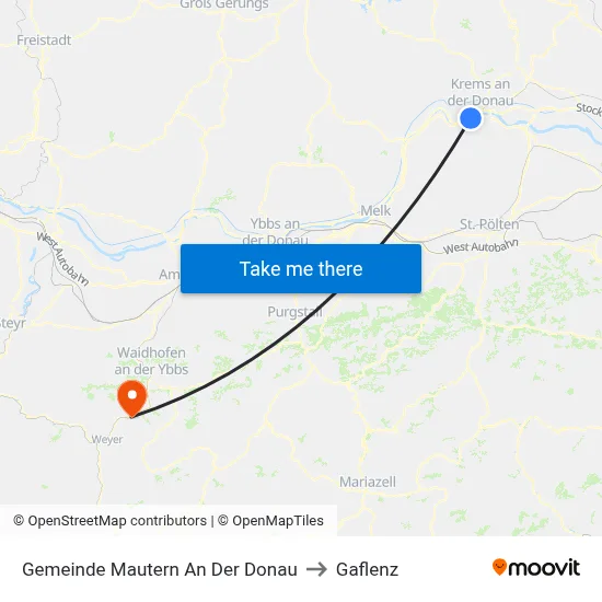 Gemeinde Mautern An Der Donau to Gaflenz map