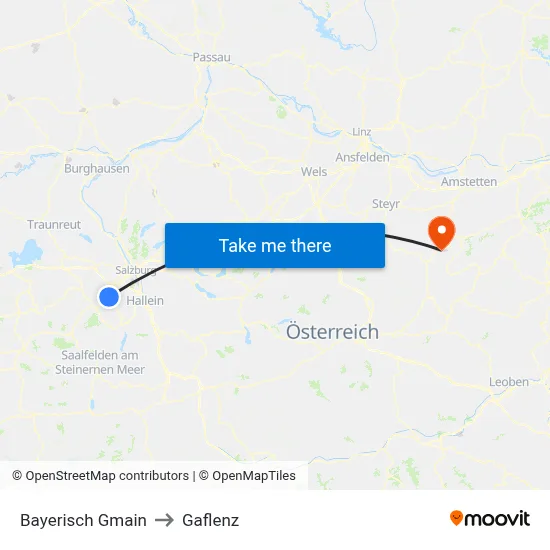 Bayerisch Gmain to Gaflenz map
