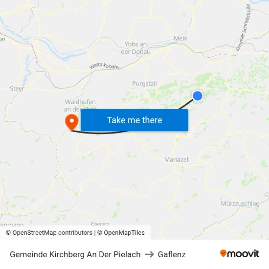 Gemeinde Kirchberg An Der Pielach to Gaflenz map