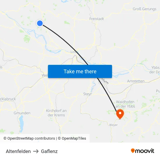 Altenfelden to Gaflenz map