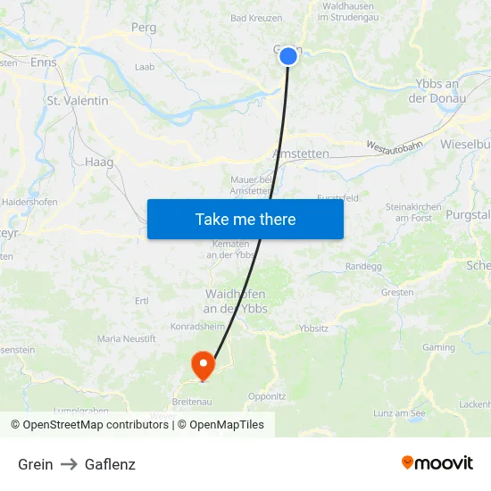 Grein to Gaflenz map