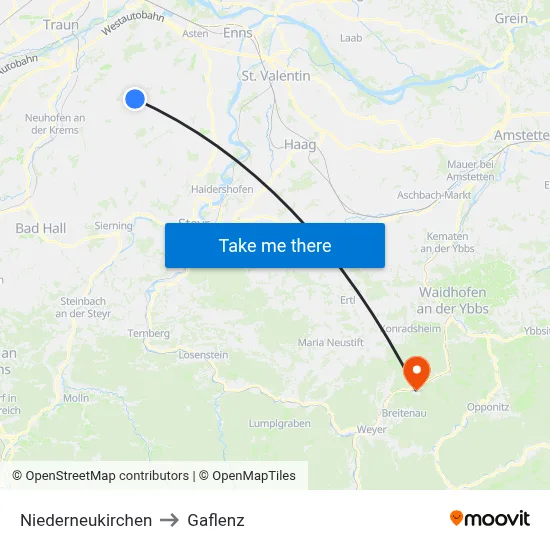 Niederneukirchen to Gaflenz map